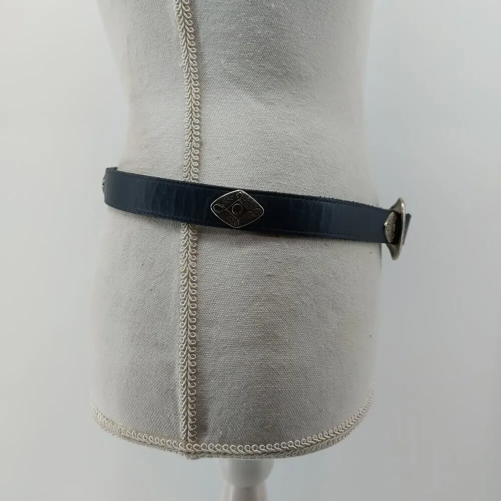 Gotcha Covered Navy Blue Concho Belt Vegan Leather Western L
